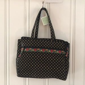 NWT Vera Bradley vibrant black/black sunflower metropolitan bag.